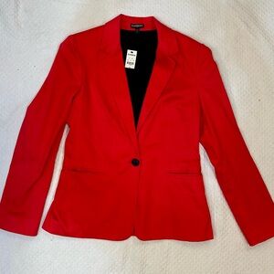 Express Women's Vibrant Red one button blazer Notch Collar